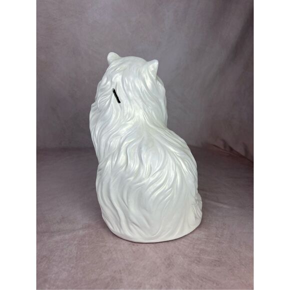 Vintage Large Chalkware Kitty Cat Piggy Coin Bank Persian Cat Kitschy Figurine - Picture 4 of 12